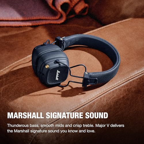 Marshall Wireless On-Ear Headphones Major V Midnight Blue Bluetooth 100H Qi Charging Call Function