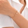 Stainless Steel Three White Zirconia Bracelet Flat Rolo Chain for Women Gold Color Adjustable Engagement Party Trendy Jewelry