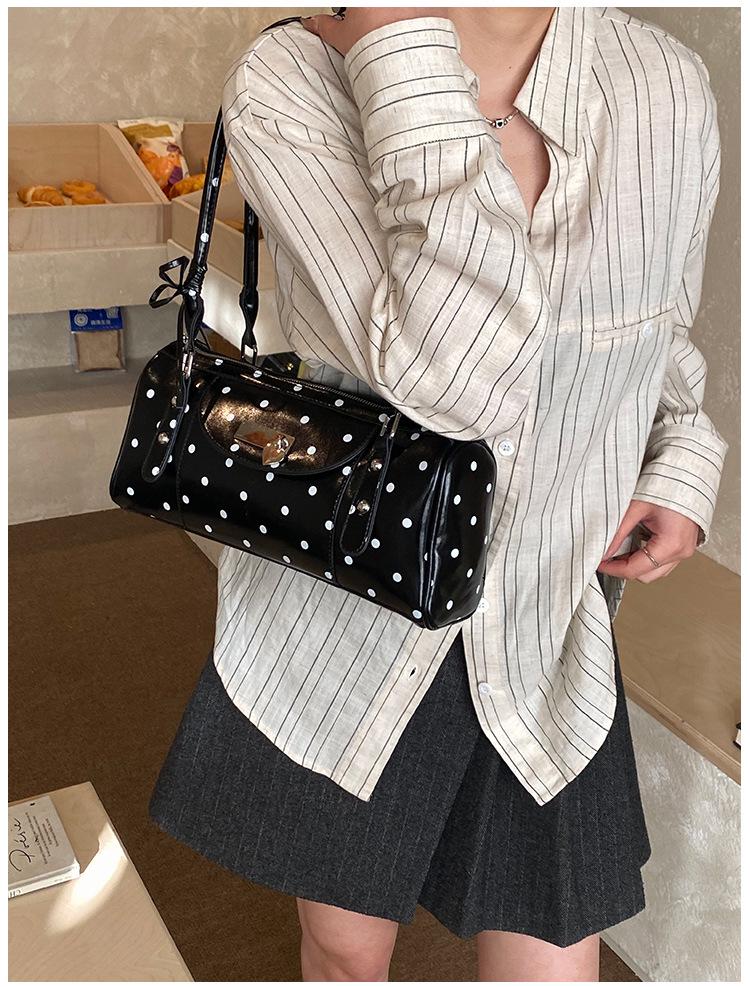 Women's 2026 Polka Dot PU One-Shoulder Crossbody Bag - Stylish & Simple Medium Size Handbag