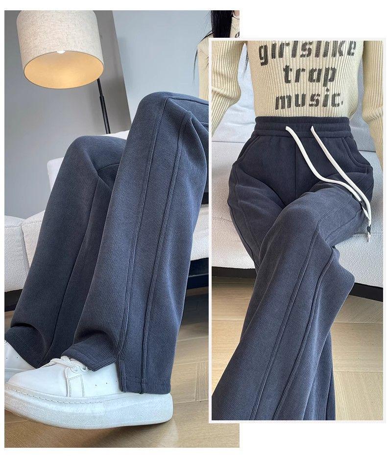 Wide Leg Pants Women Spring Autumn Winter Casual Sweatpants - Fleece and Non-Fleece Options