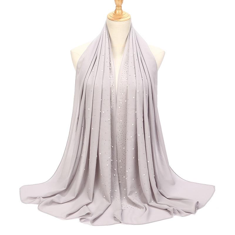 Imitation Pearls Rhinestones Scarves Shawls Women Long Scarf Neckerchief Tudung Bawal Veil Turban Bandana Muslim Hijab Headscarf