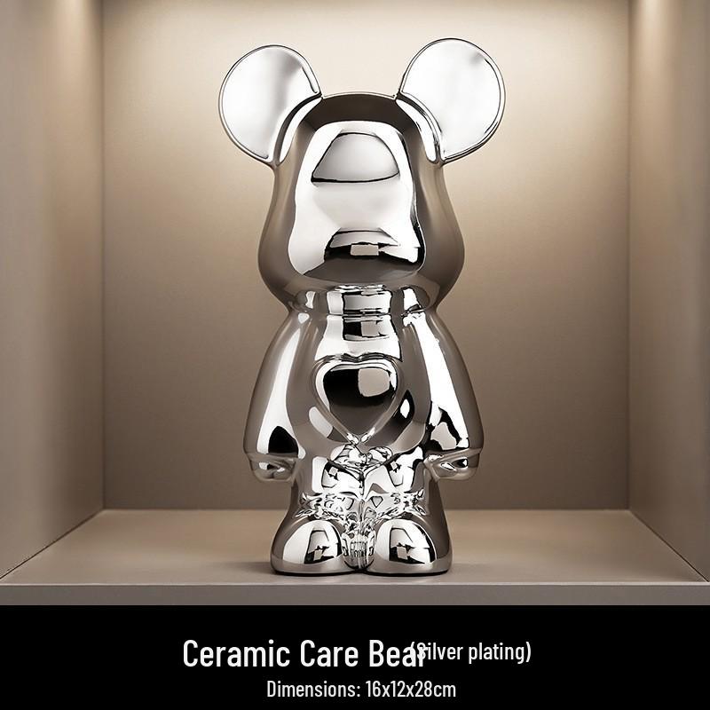 Elegant Ceramic Bear Wine Rack: Red Wine Display and Cup Holder for Luxurious Living Room Decor