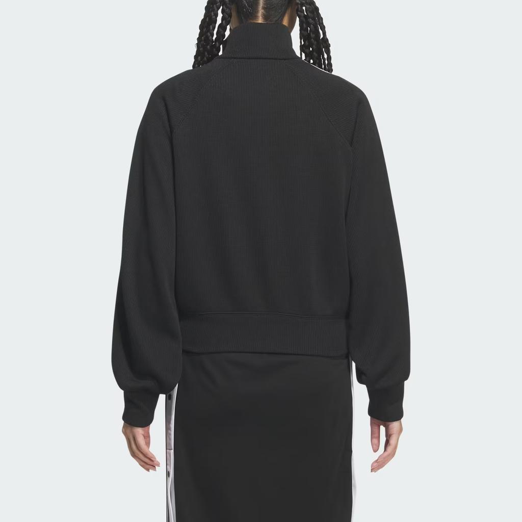 Adidas Originals Track Top Knit Balloon Zip Stand Collar Striped Loose Long Sleeve Jacket Women jackets KQ5488