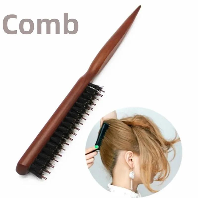 Professional Salon Teasing Back Hair Brushes Boar Bristle Wood Slim Line Comb Hairbrush Extension Hairdressing Styling Tools Diy