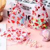 50/100Pcs Valentine's Day Wedding Party Gift Bags Love Heart Drawstring Organza Candy Cosmetic Jewelry Beads Packaging Pounches