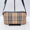 [Pre-Owned] Vintage Classic Check Print Leather And Fabric Camera Bag - Very Good #C9SEIM