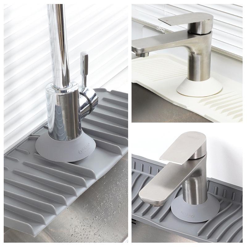 1pc Silicone Faucet Absorbent Kitchen Mat Sink Splash Catcher Countertop Protector Mat Draining Pad for Bathroom Kitchen Gadgets