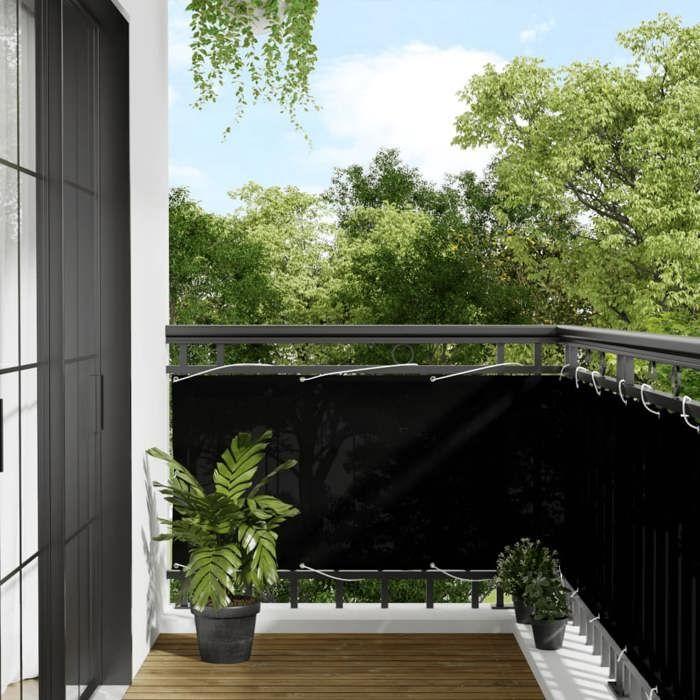 VidaXL Écran de Balcon, Brise-vue de Jardin, Écran de Protection, Écran d'Intimité Terrasse Extérieur, Noir 75x1000 cm 100% 4000363