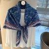 [Variety sunscreen shawl retro printed square scarf women's summer silk cotton silk scarf