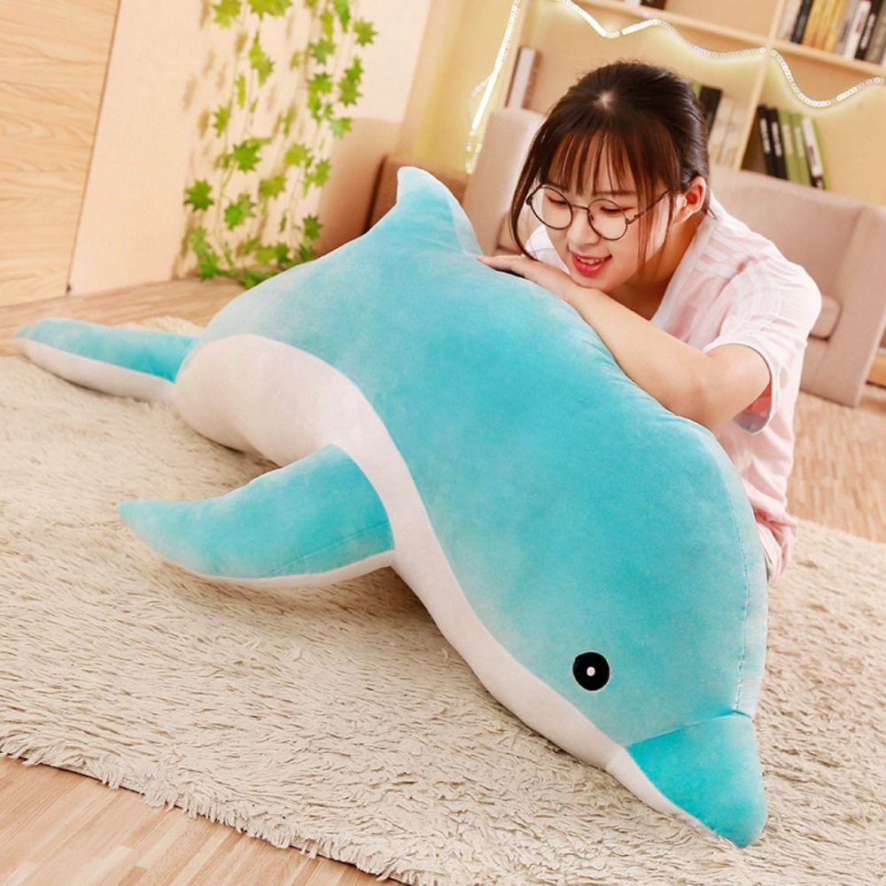 Cute Dolphin Stuffed Toys Soft Dolphin Sofa Pillow Sleeping Pillow Dolphin Plush Toy  Girls Gift