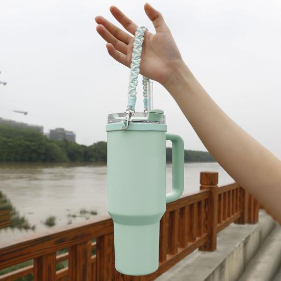 Portabottiglia Maniglia Cinghia Supporto Imbracatura Laccetto Mani Libere Portabicchieri in Silicone per Alimenti Corda di Cotone Ispessito per Bicchiere da 16-40oz