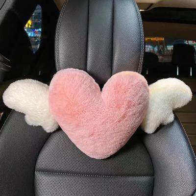 1pc Cute Cartoon Car Headrest Pillow Neck Support Pillow Love Heart Back Waist Pillow Seat Back Cushion Car Interior Decoration