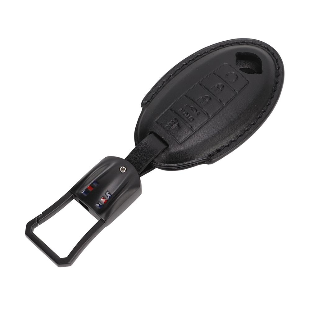 5 Buttons Smart Remote Car Key Case Leather Key Fob Cover Replacement for INFINITI JX35 Q50 Q60 QX56 QX60 QX80