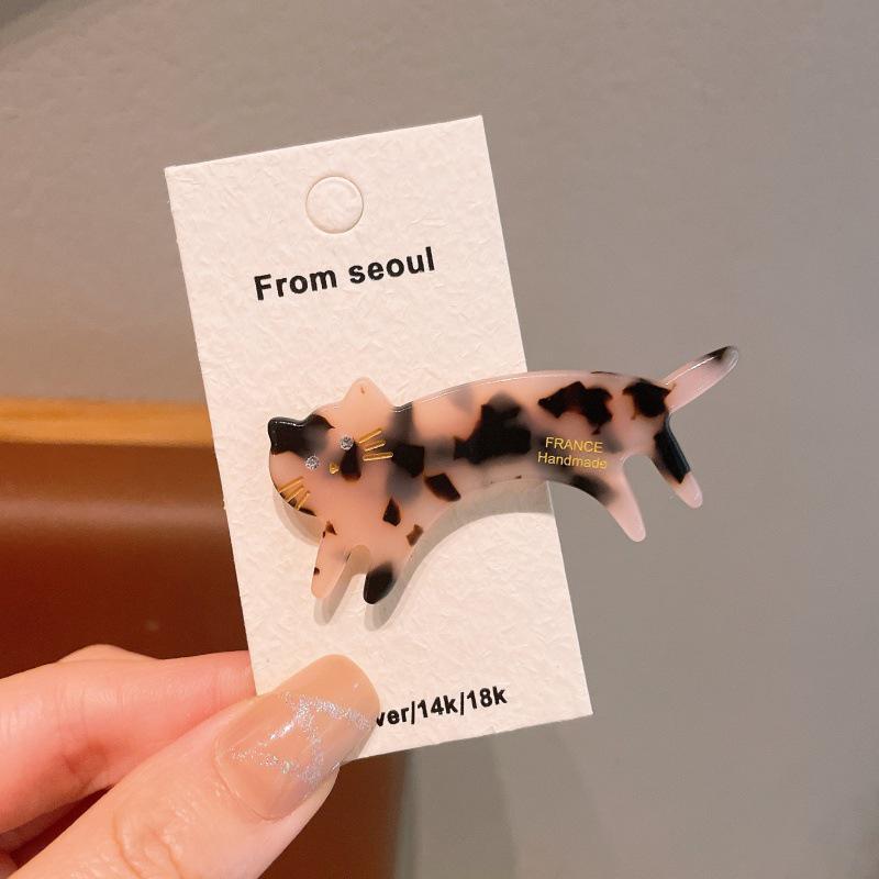 Spring Acetic Acid Cute Cat Hair Clip for Women - Stylish Side Clip & Flyaway Accessory