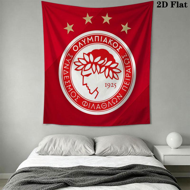 Olympiacos F.C Wall Hanging Printed Fabric Blanket Decorative Tapestries for Bedroom Living Room Home Decor