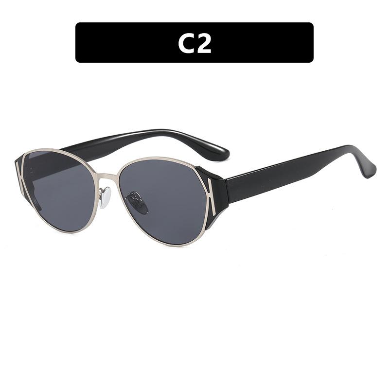 JYL Small Oval Sunglasses Unisex Metal Luxury Round Driving / 12013