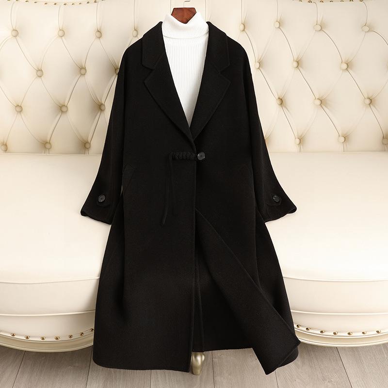 Autumn and winter new double-sided wool coat for women's medium and long loose pure woolen coat for women