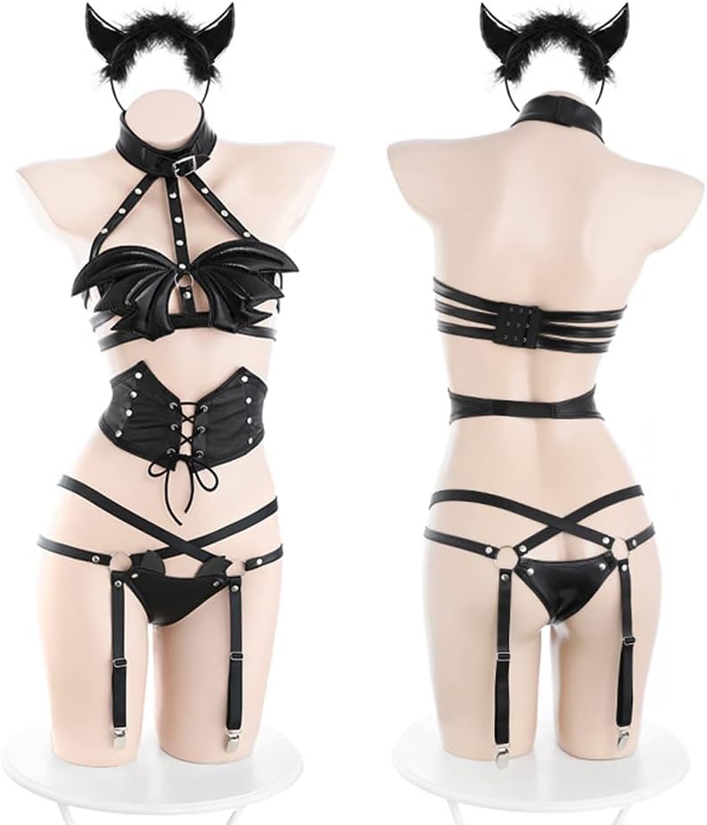 REENEW Sexy Umkehrbares Kleines PU Schwarz Einheitsgröße Enthält Schwarze Dessous, Cosplay, Erotisch, Extrem, Erotisch, Hase, Dienstmädchen, Unterwäsche, Kostüm,