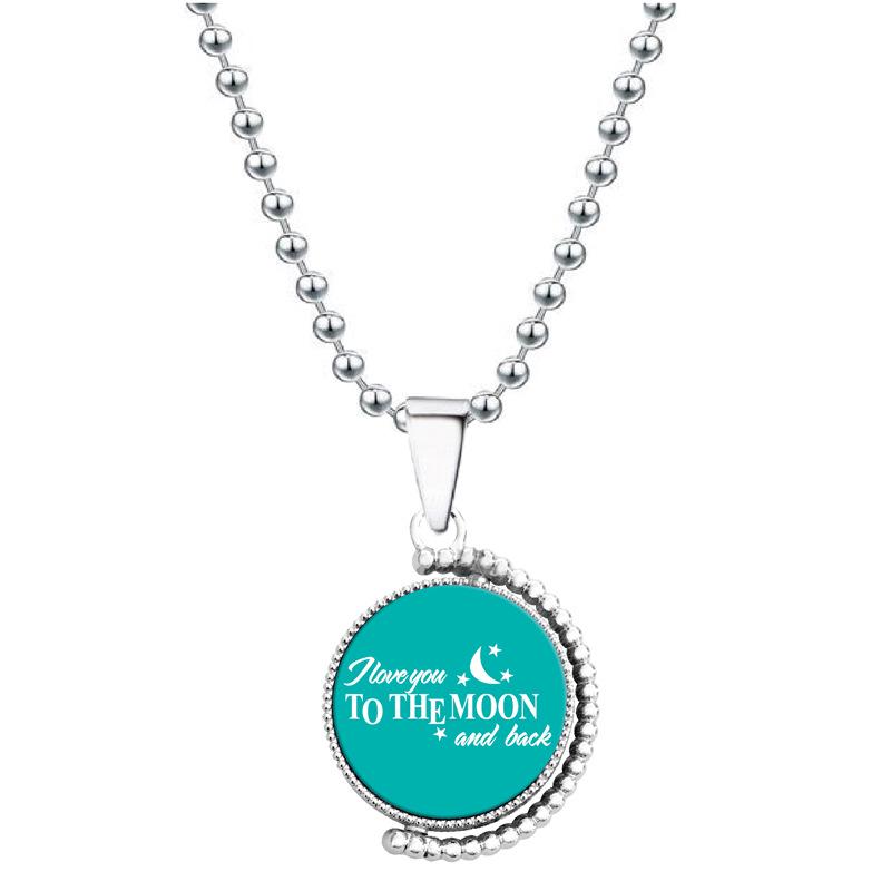 European & American Moon Pendant Necklace - Rotatable Engraving, Creative Christmas Gift, Titanium Steel.