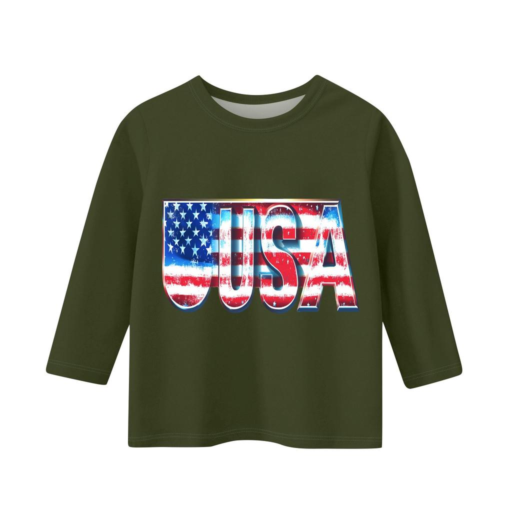 Kinder-T-Shirt mit 3/4-Ärmeln und Rundhalsausschnitt zum Unabhängigkeitstag