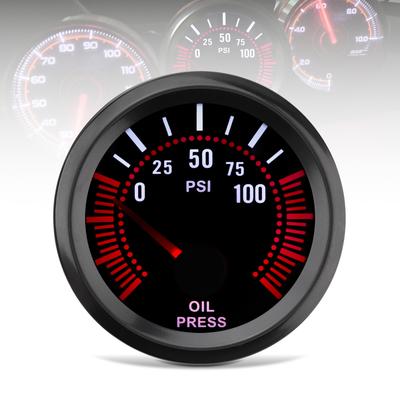 Univerzální 52mm 12V Měřič tlaku oleje v autě Měřič tlaku oleje 0 - 100 PSI pro Auto / Loď / Nákladní automobil / ATV s čidlem tlaku oleje
