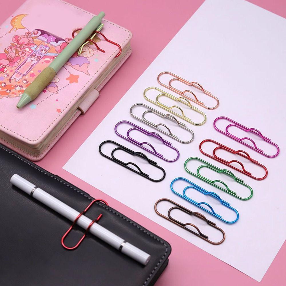 10pcs Colorful Pen Holder Paper Fix Clips Bookmarks Stationery Paper Clips  Notebook