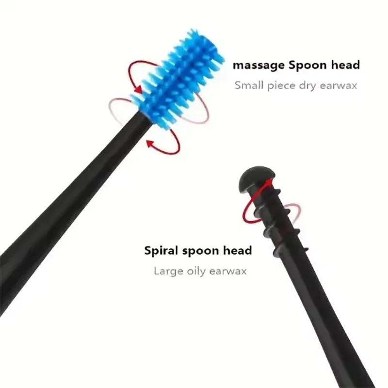 2pc Spiral Ear Spoon, Double Headed Rotating Ear Digging Spoon, EarPicking Tool, Double-Ended Earpick, Clean Ear Safety