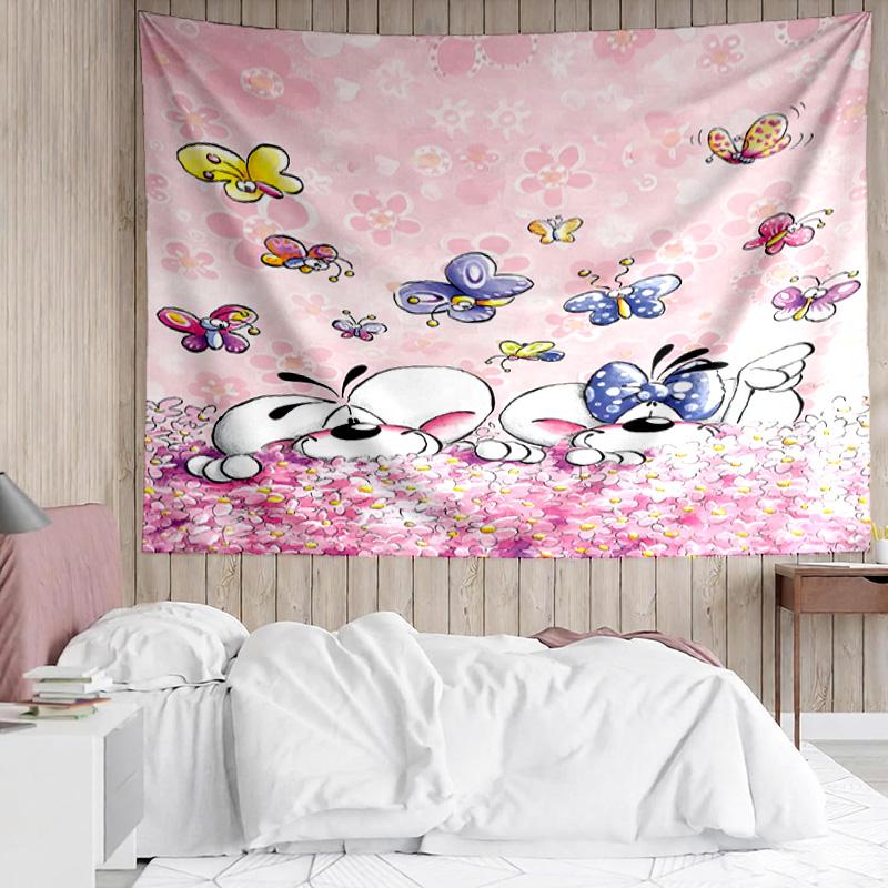 1PC Diddl Love And Friendship In Pastel Tapestry, Unique Design Tapestry, Suitable for Bedroom,Livingroom, Playroom,Heartwarming Holiday Gifts