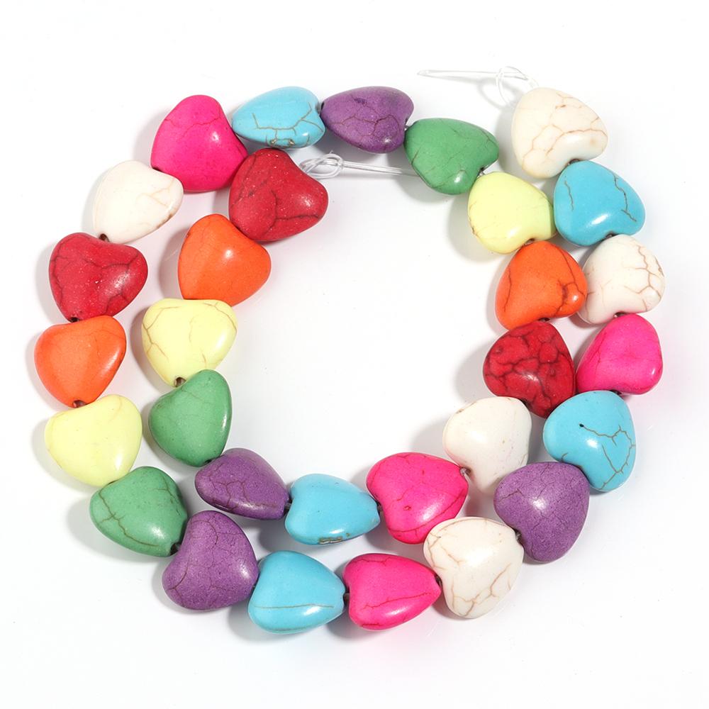 1 Strand Heart Shape Turquoise Beads Colorful Natural Stone Beads For Jewelry Making Spacer Beads DIY Bracelet Necklace Handmade