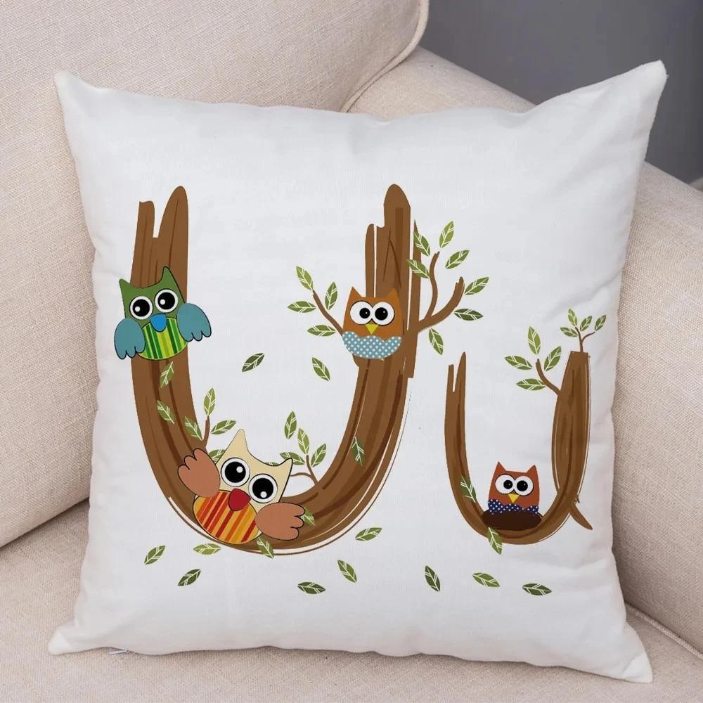 Owl Letter Decorative Pillowcase Car Ornaments Office Living Room Sofa Home Pillowcase