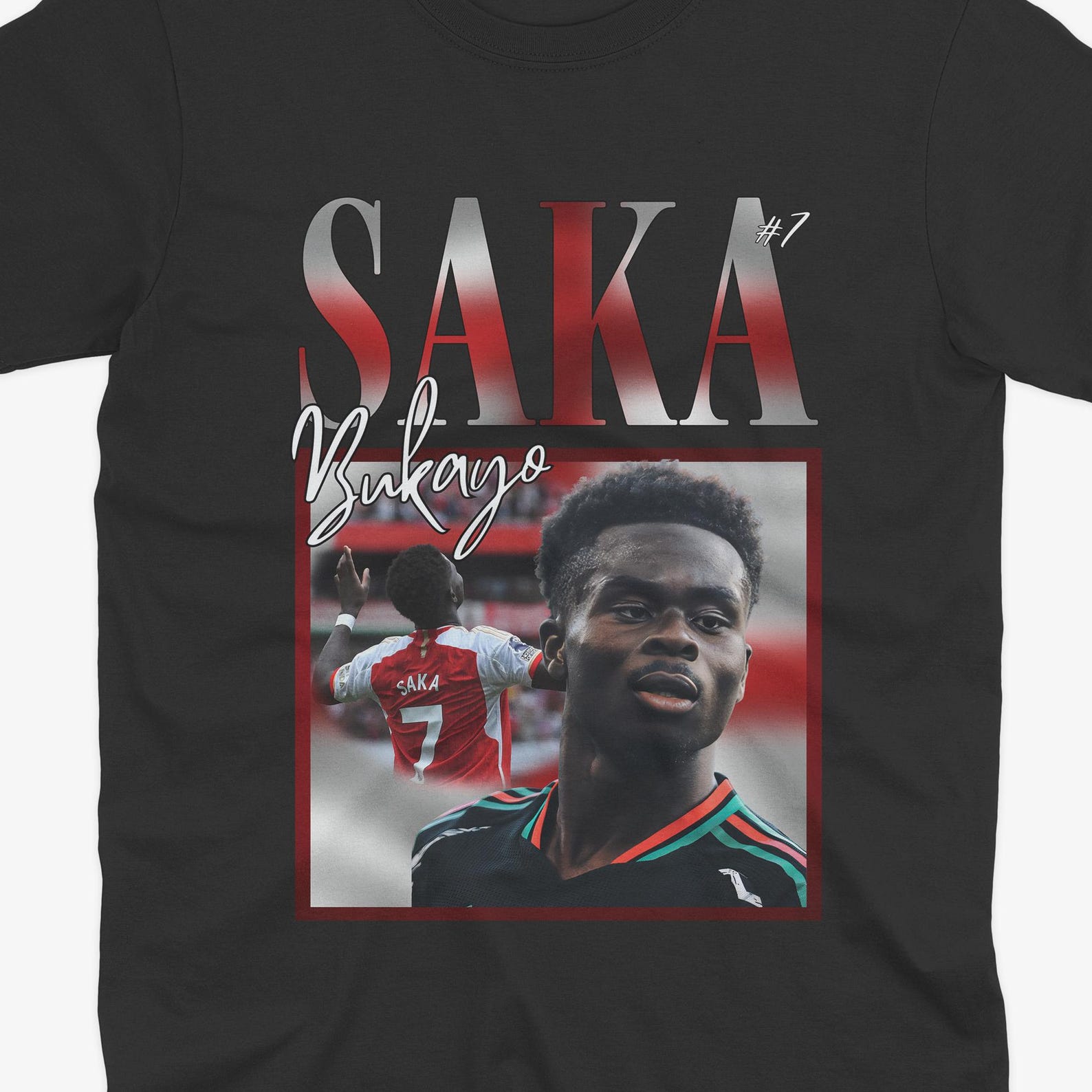 Bukayo Saka Retro Homage | Arsenal T Shirt | AFC | Football | Soccer | Arsenal Fan | Arsenal Gift Arsenal Gift Bukayo Saka Arsenal T Shirt 3XL