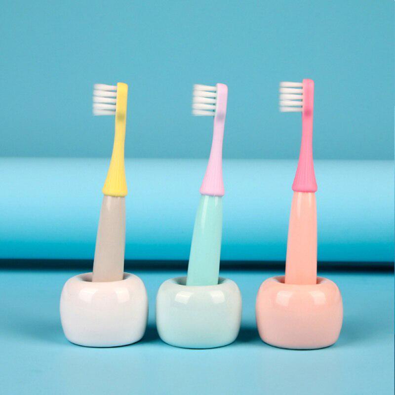 3pcs/set Soft Bristles Cute Children Toothbrush Little Mushroom Cartoon Silicone Brush Head Baby Kids Dental Oral Hygiene Care