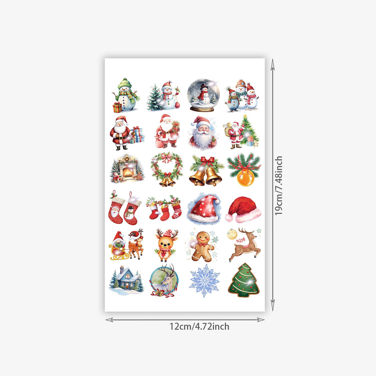 Christmas Tattoo Sticker Waterproof Female Long-Lasting Santa Claus Small Pattern Tattoo Sticker 12*19