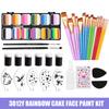 12 Farben Wasserbasierte Körperfarbe Strich Regenbogen Split Cakes Gesichtsmalerei Set mit 18 Pinseln Finger Schwamm und Schablone