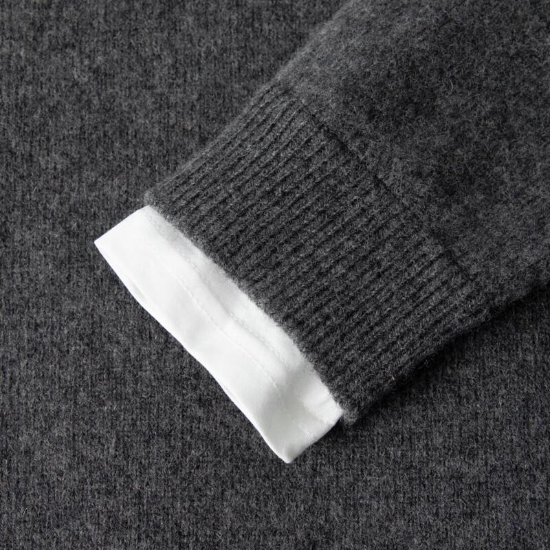 SEIFINI Women's Faux Two-Piece Round Neck Wool Pullover Sweater