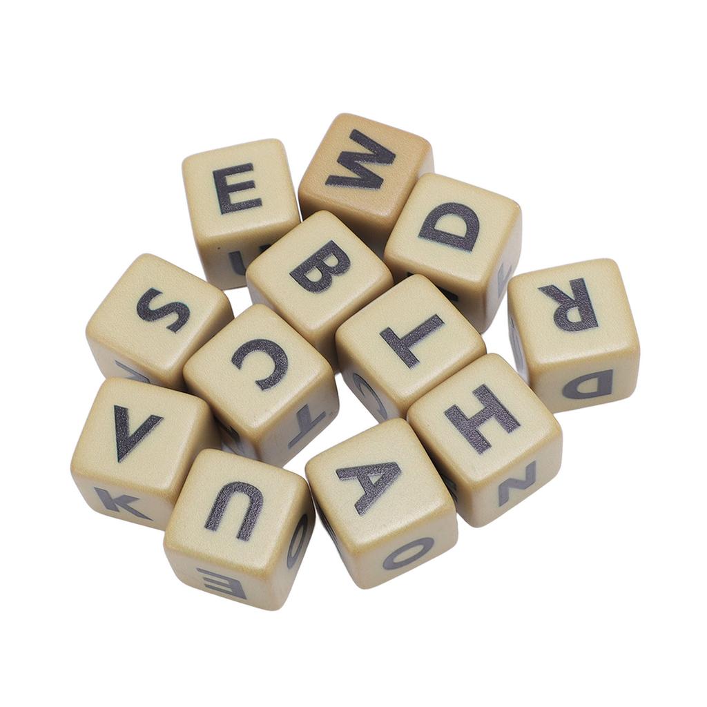 6 Sided Dice Crossword Game 12 Dice Letters Set Word Games Creative Game English Letter Dice with Case for Camping Education