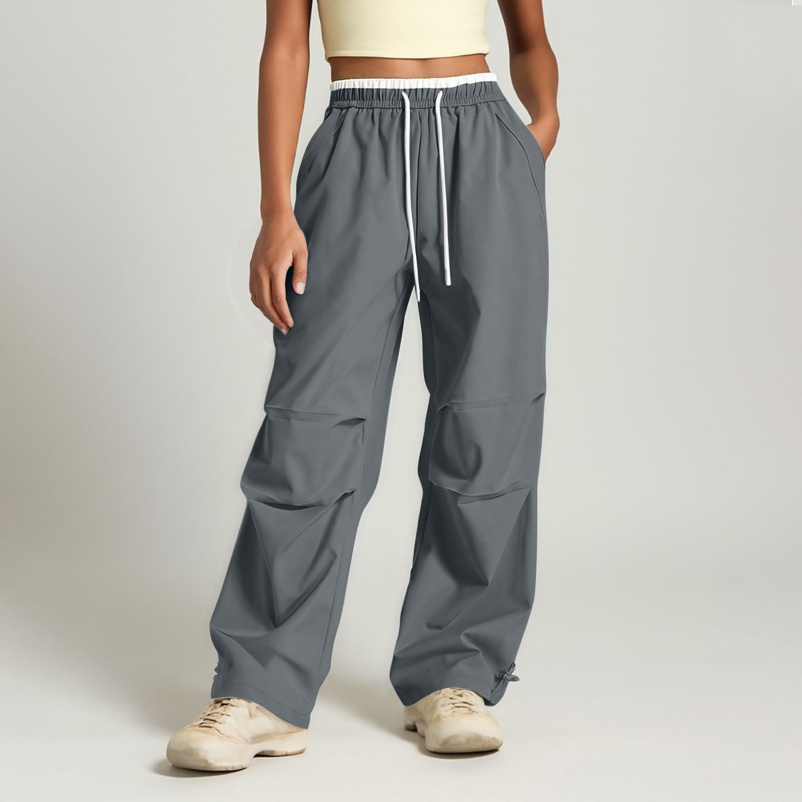 

Women s Multi Pocket Straight Tube Slimming, Wide Leg Mopping, Solid Color Pants XL