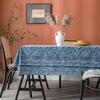 Tablecloth Blue Geometric Triangle Print Blog Cotton and Linen Rectangular Dining Table Cloth Coffee Table Cover