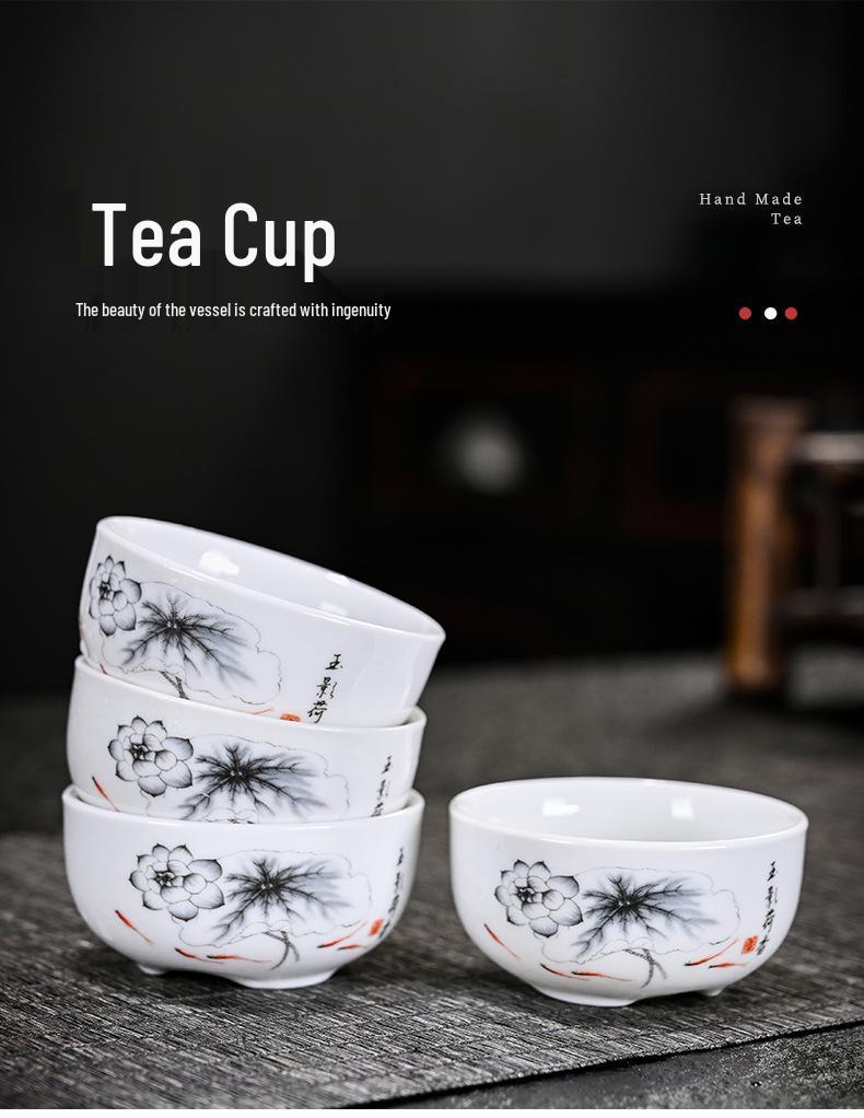 White Porcelain Kung Fu Tea Set with Blue and White Cups & Gaiwan - Ideal for Company Events and Promotional Gifts.