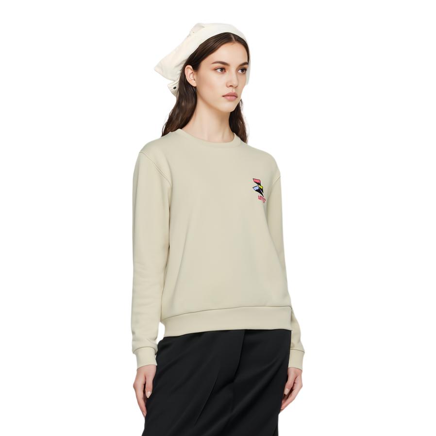 Levis Round Neck Embroidered Pullover Comfortable Long Sleeve Sweatshirt Women sweatshirt Beige 0015S-0000
