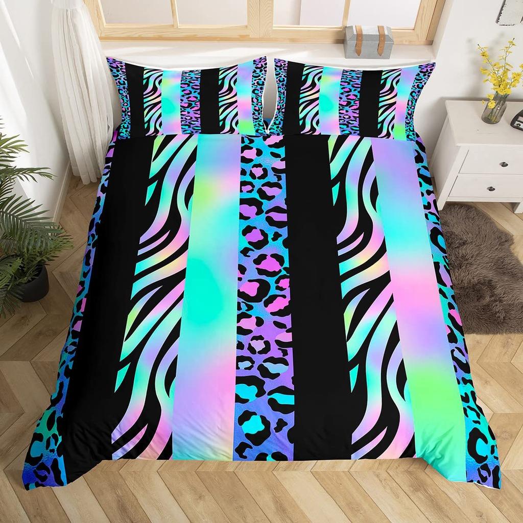 Zebra Striped Quilt Cover Black And White Geometric Bedding Duvet Cover Set Wild Animal Three-Piece Set