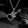 Collier pendentif guitare squelette rétro style hip hop couleur cuivre vintage décapsuleur colliers chaîne en acier inoxydable pour hommes