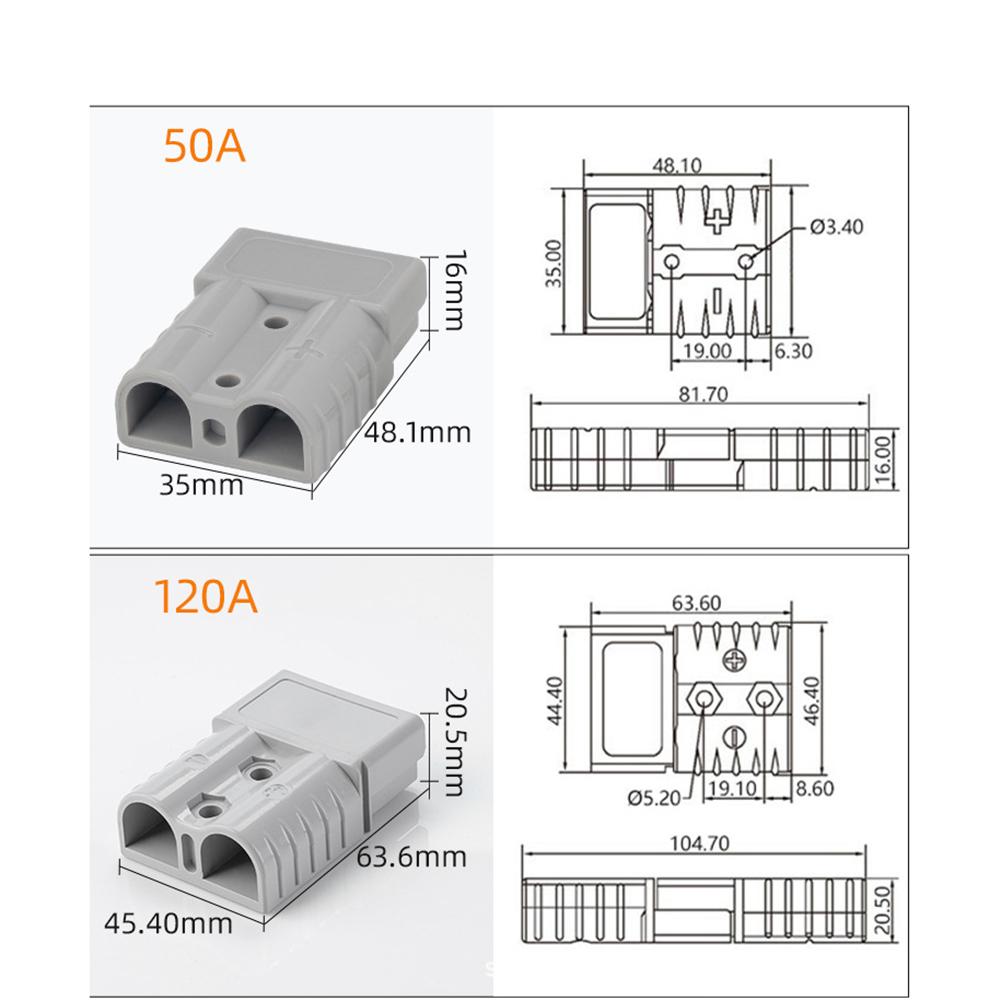 Current Connectors 48x37mmx16mm 600V Battery Power Connector