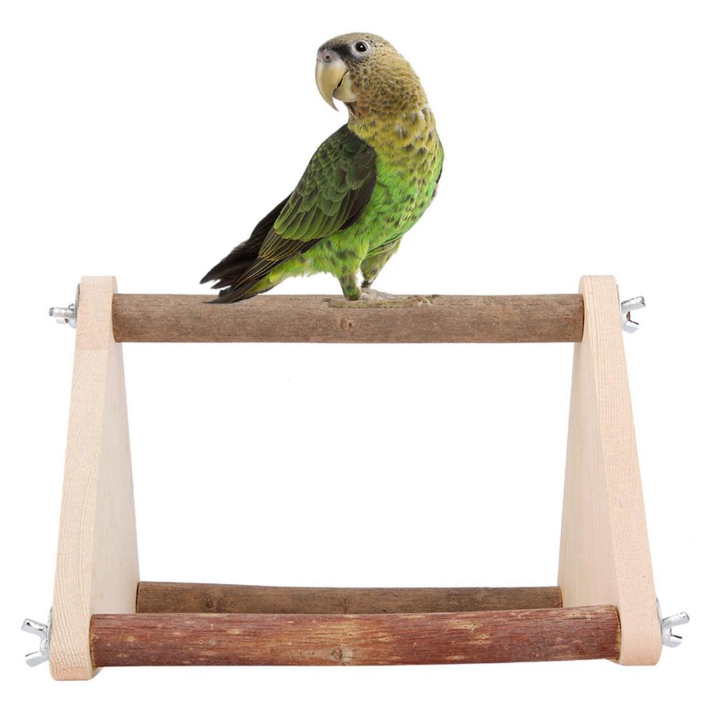 Přenosný přírodní dřevěný stojan s bidýlky pro ptáky, hračky pro malé a středně velké papoušky