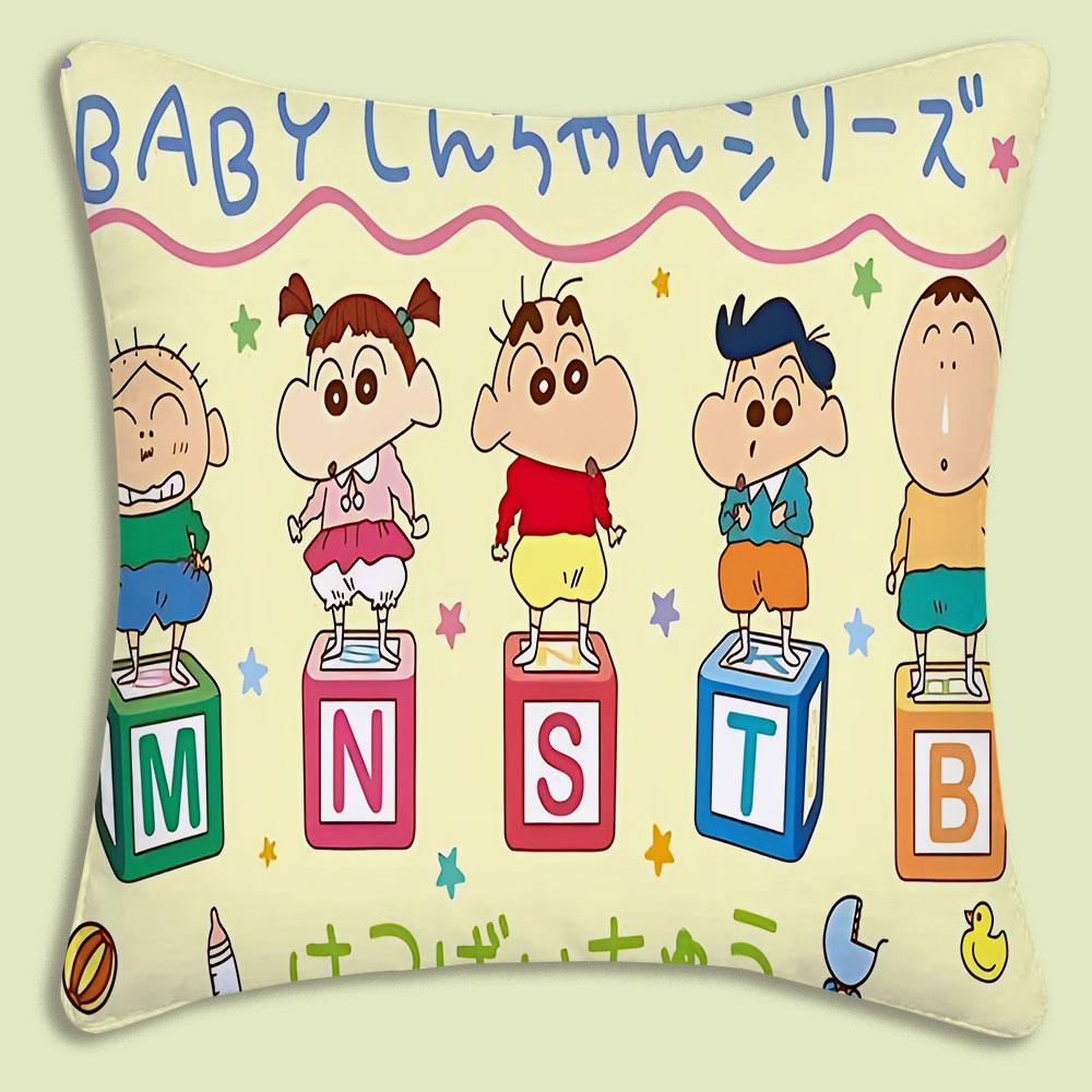 Cartoon Crayon Shin-chan Pillow Covers Cartoon Sofa Decorative Home Double-sided Printing Short Plush Cute Cushion Cover