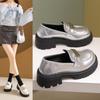 Fashion Winter Shoes Women All-Match Autumn Black Flats Loafers With Fur Clogs Platform Oxfords British Style Fall Slip-on Creepers Leat