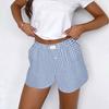 Shorts für Damen Teenager-Mädchen Elastischer Bund zum Überziehen Rot Blau Kariert Shorts Outfit Lässig Lounge Sommer-Shorts