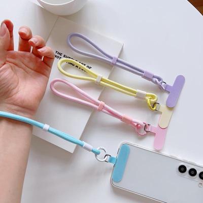 Simple Candy Color Mobile Phone Lanyard Adjustable Wristband Phone Chain Universal Anti-Lost Keychain Cellphone Strap