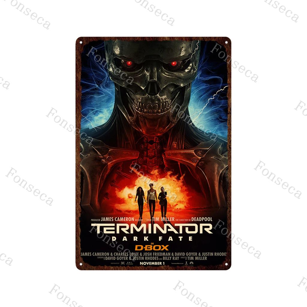 Terminator 2 Movie Metal Poster Tin Sign Classic Movies The Terminator Metal Plates Home Decoration Wall Art Iron Paining