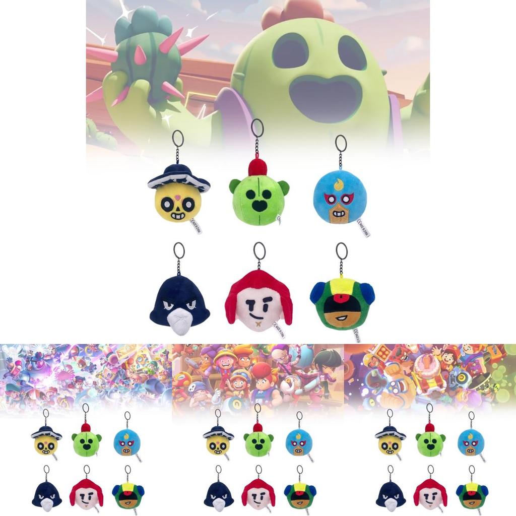 Adorable Spike Plush Keychain Toy From Brawl Stars With Soft Short Plush Fabric